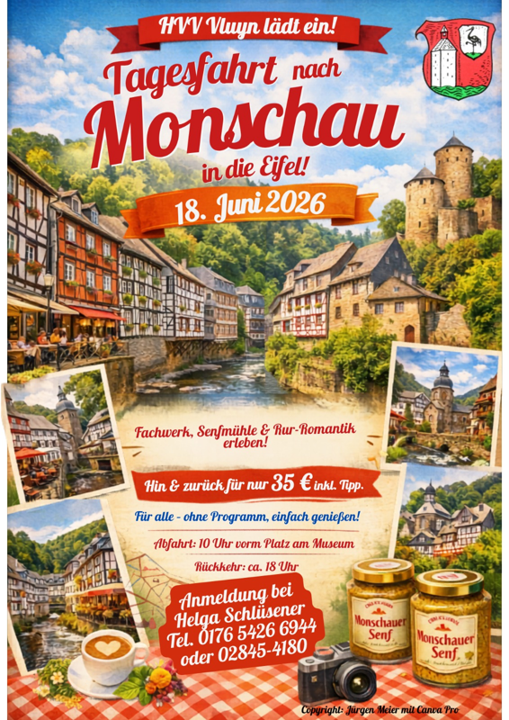 Werbeplakat für die Fahrt nach Monschau